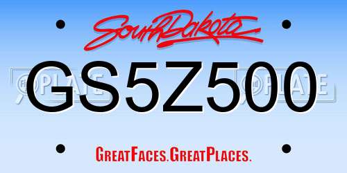 GS5Z500 South Dakota License Plate