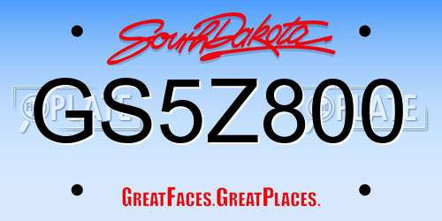 GS5Z800 South Dakota License Plate