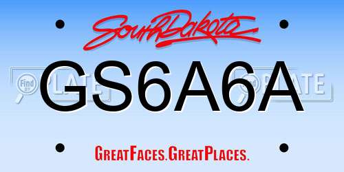 GS6A6A South Dakota License Plate