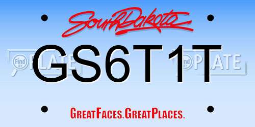 GS6T1T South Dakota License Plate