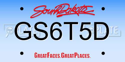 GS6T5D South Dakota License Plate