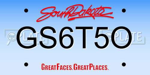GS6T5O South Dakota License Plate