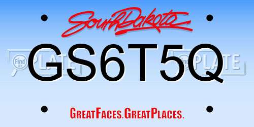 GS6T5Q South Dakota License Plate
