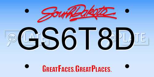 GS6T8D South Dakota License Plate