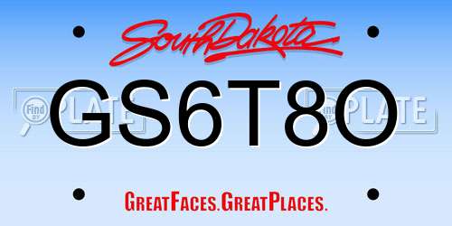 GS6T8O South Dakota License Plate
