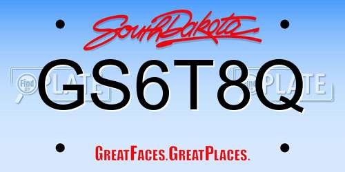 GS6T8Q South Dakota License Plate