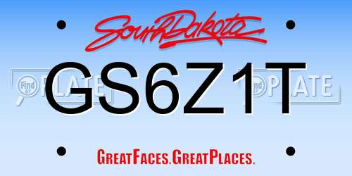 GS6Z1T South Dakota License Plate