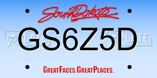 GS6Z5D South Dakota License Plate