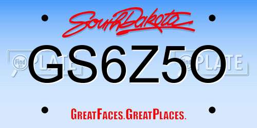 GS6Z5O South Dakota License Plate