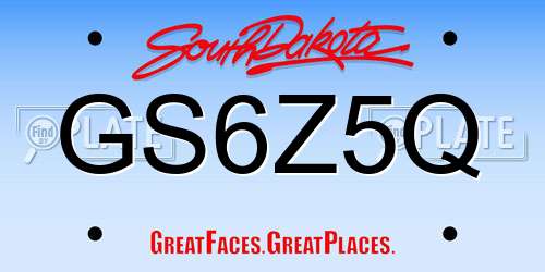 GS6Z5Q South Dakota License Plate