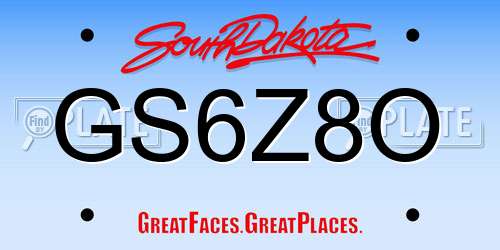 GS6Z8O South Dakota License Plate