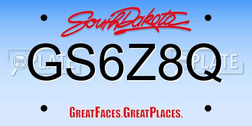 GS6Z8Q South Dakota License Plate