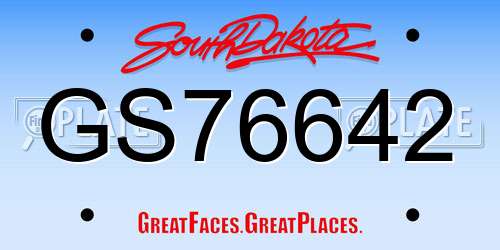 GS76642 South Dakota License Plate