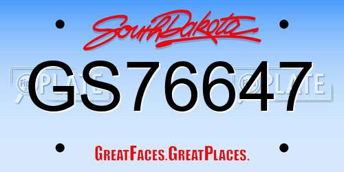 GS76647 South Dakota License Plate