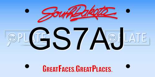 GS7AJ South Dakota License Plate