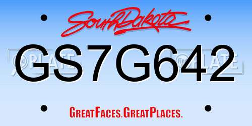 GS7G642 South Dakota License Plate