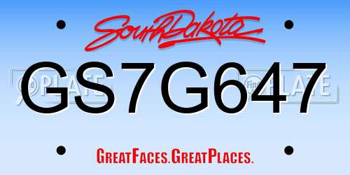 GS7G647 South Dakota License Plate