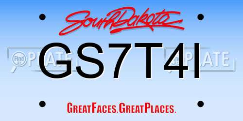 GS7T4I South Dakota License Plate