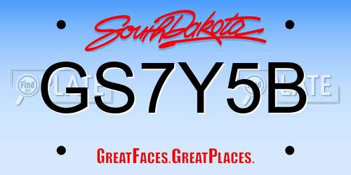 GS7Y5B South Dakota License Plate