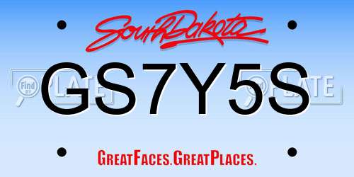 GS7Y5S South Dakota License Plate