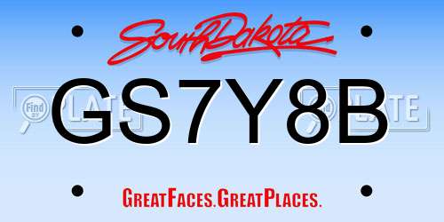 GS7Y8B South Dakota License Plate
