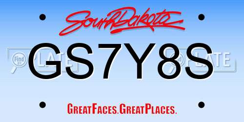 GS7Y8S South Dakota License Plate