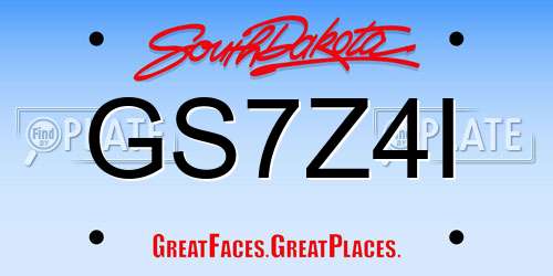 GS7Z4I South Dakota License Plate