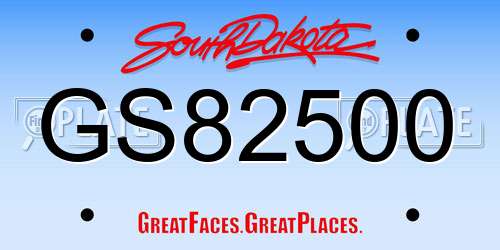 GS82500 South Dakota License Plate