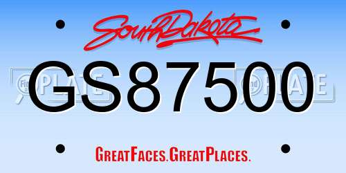 GS87500 South Dakota License Plate