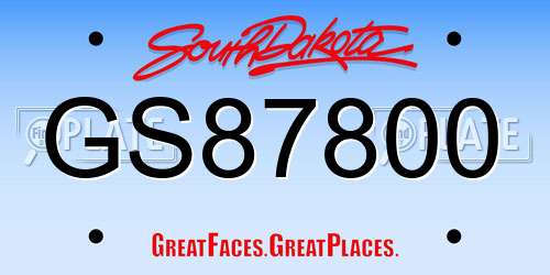 GS87800 South Dakota License Plate