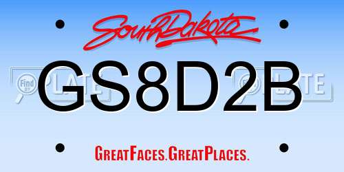 GS8D2B South Dakota License Plate