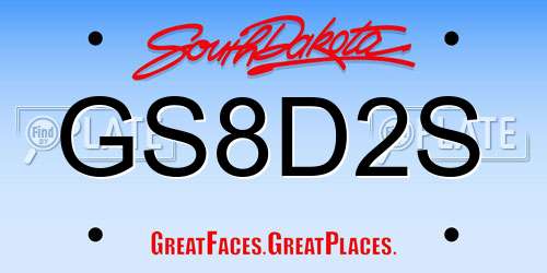 GS8D2S South Dakota License Plate