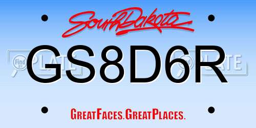 GS8D6R South Dakota License Plate