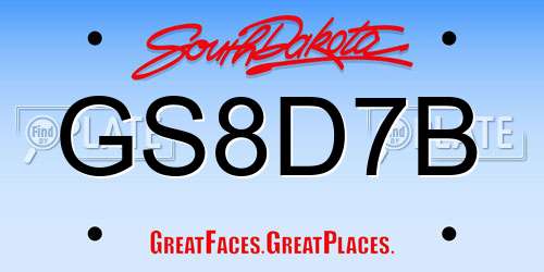 GS8D7B South Dakota License Plate