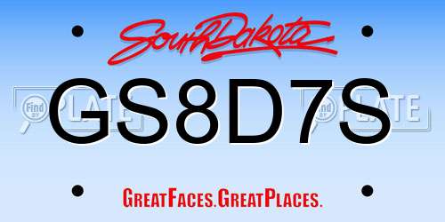 GS8D7S South Dakota License Plate