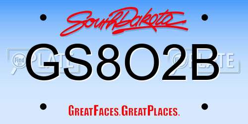 GS8O2B South Dakota License Plate