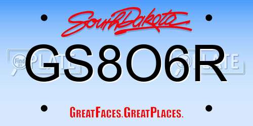 GS8O6R South Dakota License Plate