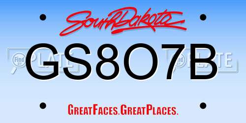 GS8O7B South Dakota License Plate