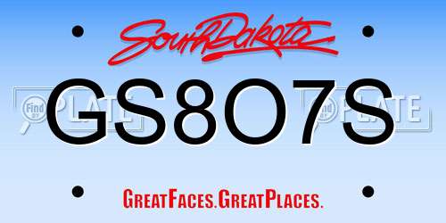 GS8O7S South Dakota License Plate