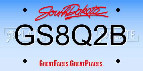 GS8Q2B South Dakota License Plate
