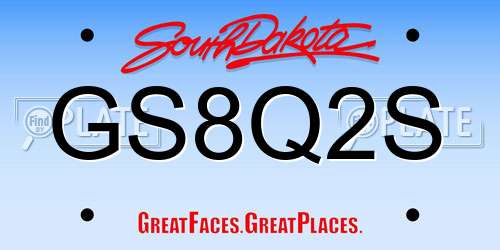 GS8Q2S South Dakota License Plate