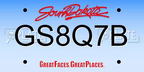 GS8Q7B South Dakota License Plate