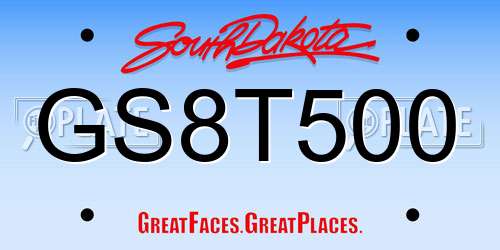 GS8T500 South Dakota License Plate