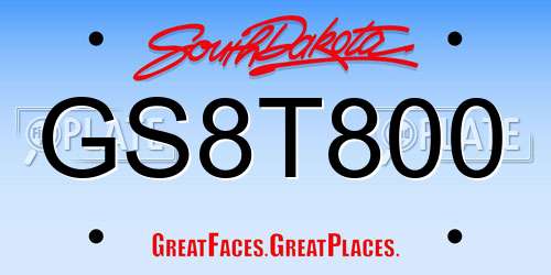 GS8T800 South Dakota License Plate