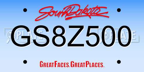 GS8Z500 South Dakota License Plate