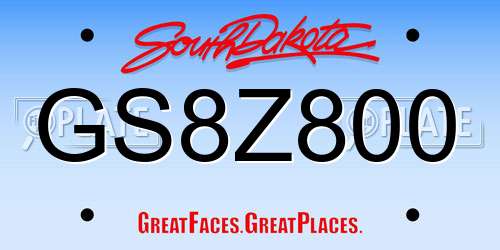 GS8Z800 South Dakota License Plate