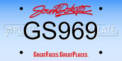 GS969 South Dakota License Plate