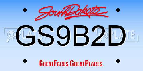 GS9B2D South Dakota License Plate
