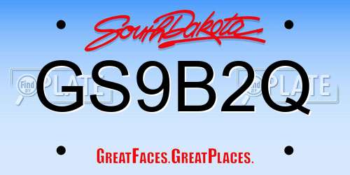 GS9B2Q South Dakota License Plate