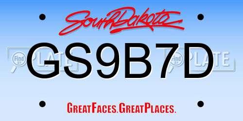 GS9B7D South Dakota License Plate